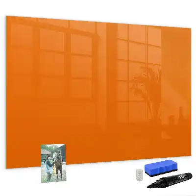 Pizarra borrable de cristal con imanes de color naranja