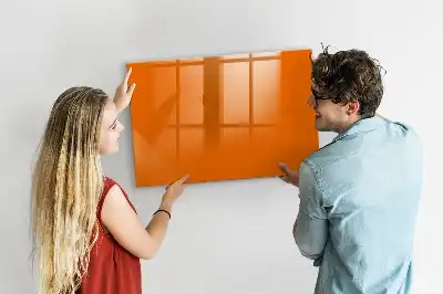 Pizarra borrable de cristal con imanes de color naranja