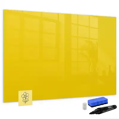 Pizarra borrable de cristal con imanes en color amarillo claro