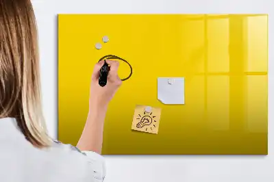 Pizarra borrable de cristal con imanes en color amarillo claro