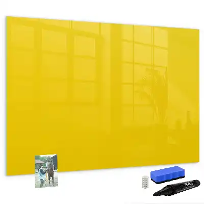 Pizarra borrable de cristal con imanes en color amarillo claro