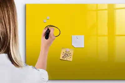Pizarra borrable de cristal con imanes en color amarillo claro