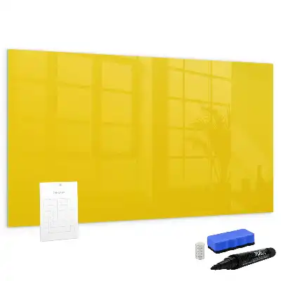 Pizarra borrable de cristal con imanes en color amarillo claro