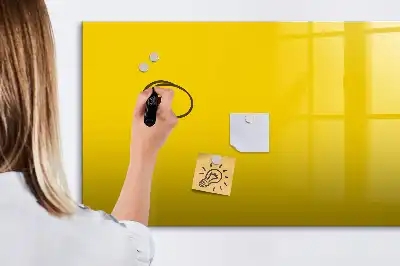 Pizarra borrable de cristal con imanes en color amarillo claro
