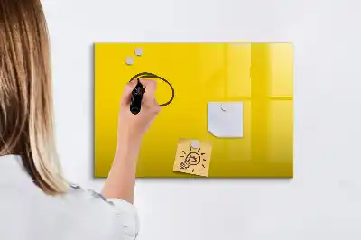 Pizarra borrable de cristal con imanes en color amarillo claro