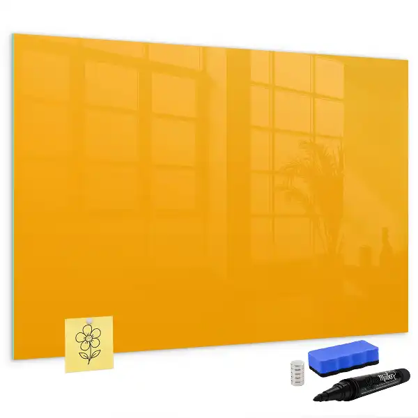 Pizarra magnética de pared con rotulador en color amarillo oro