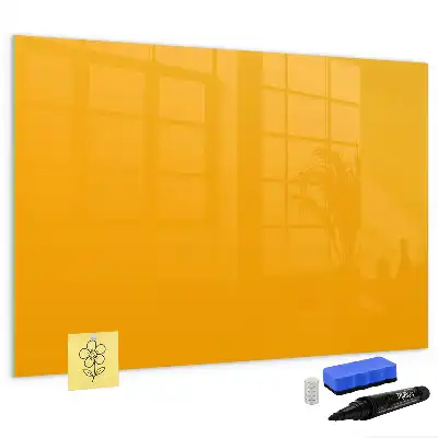 Pizarra magnética de pared con rotulador en color amarillo oro