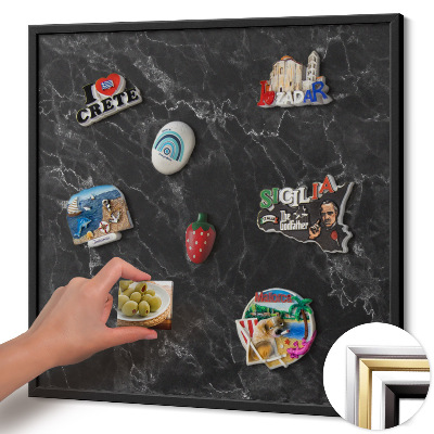Tablero magnético impreso con marco Elegante mármol negro