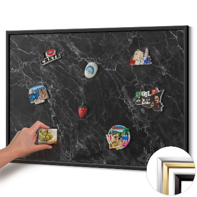 Tablero magnético impreso con marco Elegante mármol negro