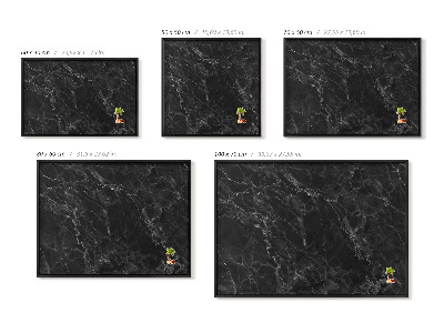 Tablero magnético impreso con marco Elegante mármol negro