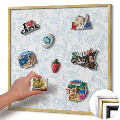 Pizarra magnética con marco dorado Patrón regular de hojas