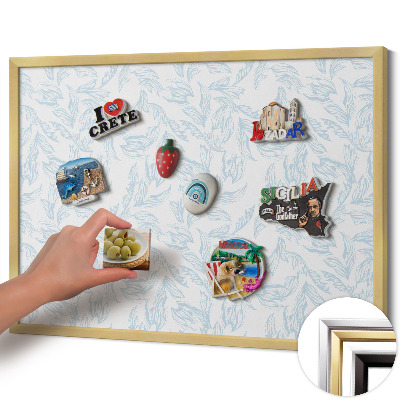 Pizarra magnética con marco dorado Patrón regular de hojas