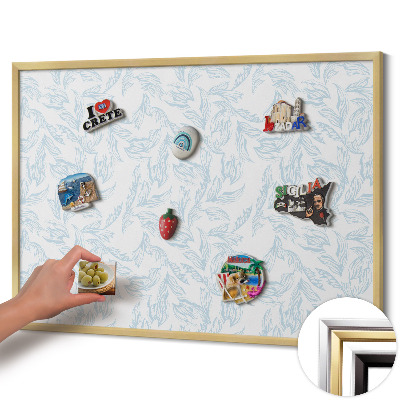 Pizarra magnética con marco dorado Patrón regular de hojas