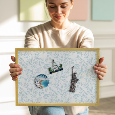 Pizarra magnética con marco dorado Patrón regular de hojas