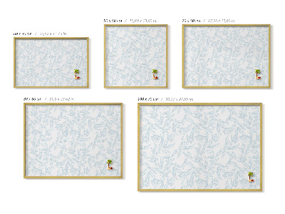 Pizarra magnética con marco dorado Patrón regular de hojas