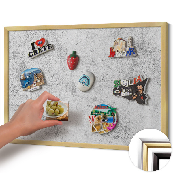 Pizarra magnética con marco dorado Textura desgastada de hormigón