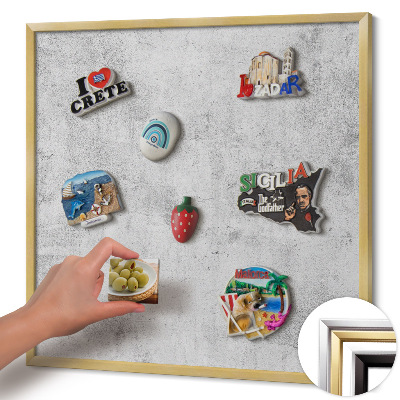 Pizarra magnética con marco dorado Textura desgastada de hormigón