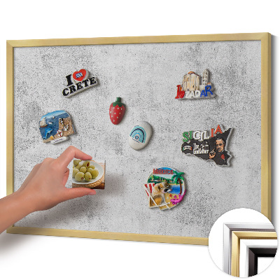 Pizarra magnética con marco dorado Textura desgastada de hormigón