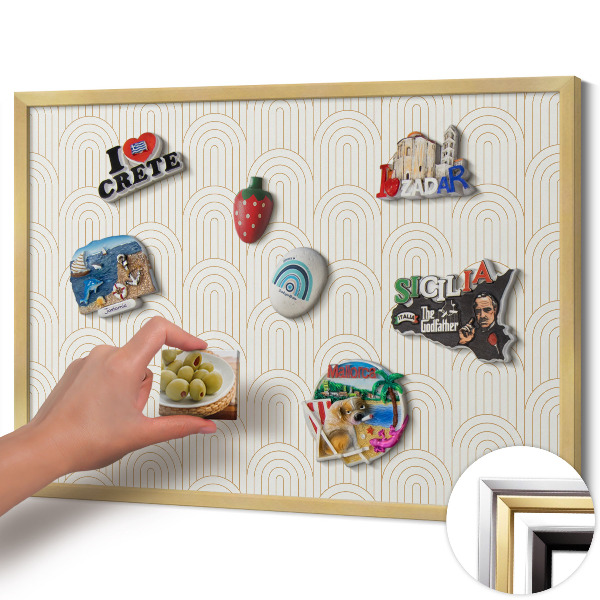 Pizarra magnética con marco dorado Arcos regulares alineados