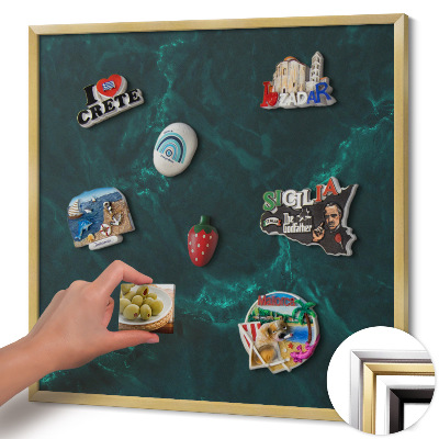 Pizarra magnética con marco dorado Mármol verde botella