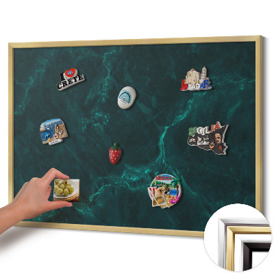 Pizarra magnética con marco dorado Mármol verde botella