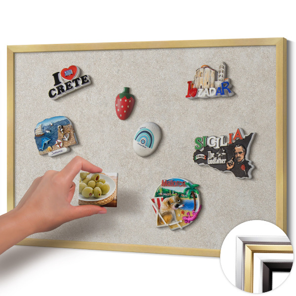 Pizarra magnética con marco dorado Sutil textura de arenisca