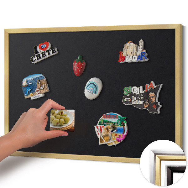 Pizarra magnética con marco dorado Color negro