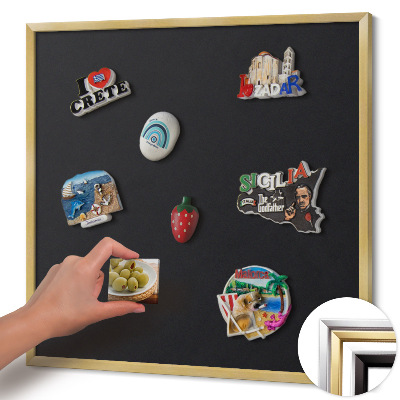 Pizarra magnética con marco dorado Color negro