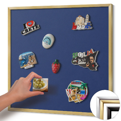 Pizarra magnética con marco dorado Color azul marino