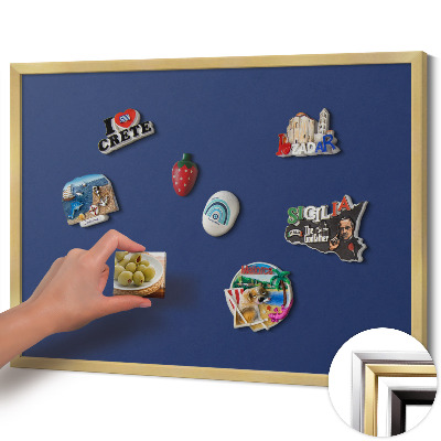 Pizarra magnética con marco dorado Color azul marino