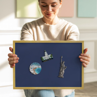 Pizarra magnética con marco dorado Color azul marino