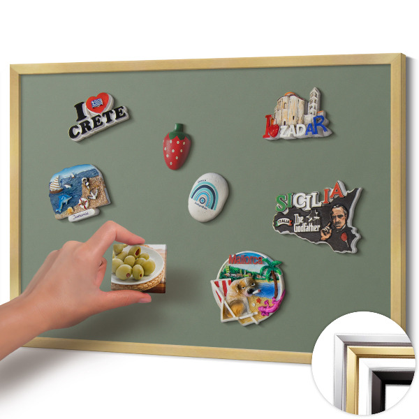 Pizarra magnética con marco dorado Color oliva