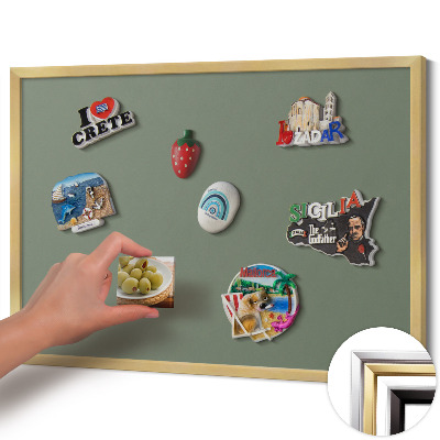 Pizarra magnética con marco dorado Color oliva