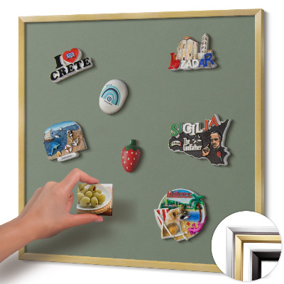 Pizarra magnética con marco dorado Color oliva