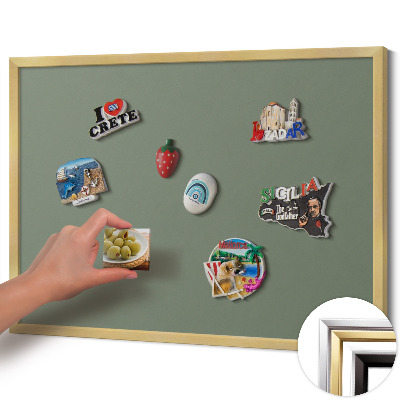Pizarra magnética con marco dorado Color oliva