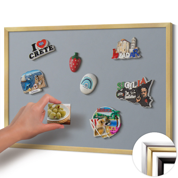 Pizarra magnética con marco dorado Color gris