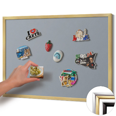 Pizarra magnética con marco dorado Color gris