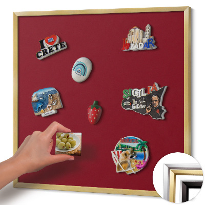 Pizarra magnética con marco dorado Color burdeos