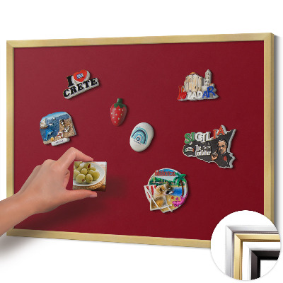 Pizarra magnética con marco dorado Color burdeos