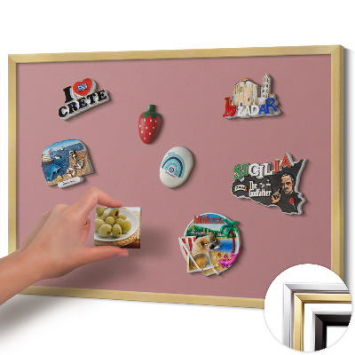 Pizarra magnética con marco dorado Color rosa pastel