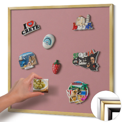 Pizarra magnética con marco dorado Color rosa pastel