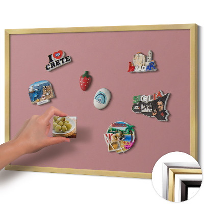 Pizarra magnética con marco dorado Color rosa pastel