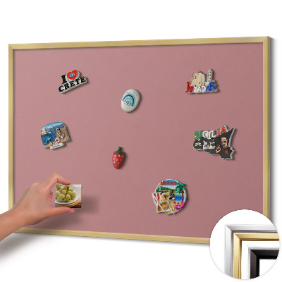 Pizarra magnética con marco dorado Color rosa pastel