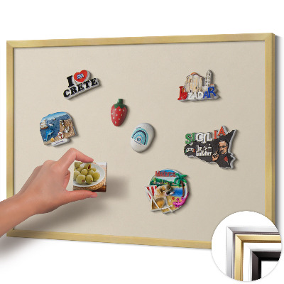 Pizarra magnética con marco dorado Color beige claro