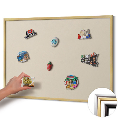 Pizarra magnética con marco dorado Color beige claro