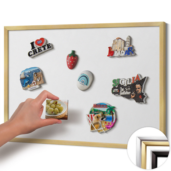 Pizarra magnética con marco dorado Color blanco