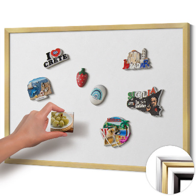 Pizarra magnética con marco dorado Color blanco