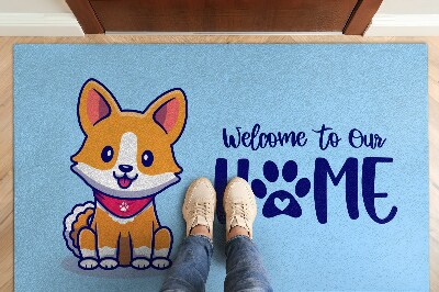 Alfombra para recibidor Welcome to our home Perro