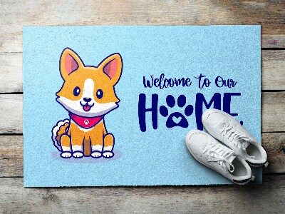 Alfombra para recibidor Welcome to our home Perro