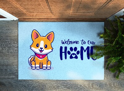 Alfombra para recibidor Welcome to our home Perro